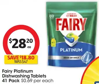 Coles Fairy Platinum Dishwashing Tablets 41 Pack offer