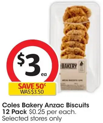 Coles Coles Bakery Anzac Biscuits 12 Pack offer
