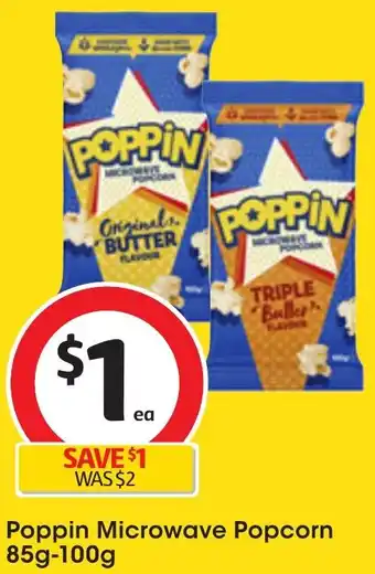 Coles Poppin Microwave Popcorn 85g-100g offer