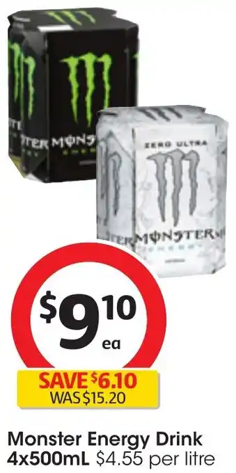 Coles Monster Energy Drink 4x500mL offer
