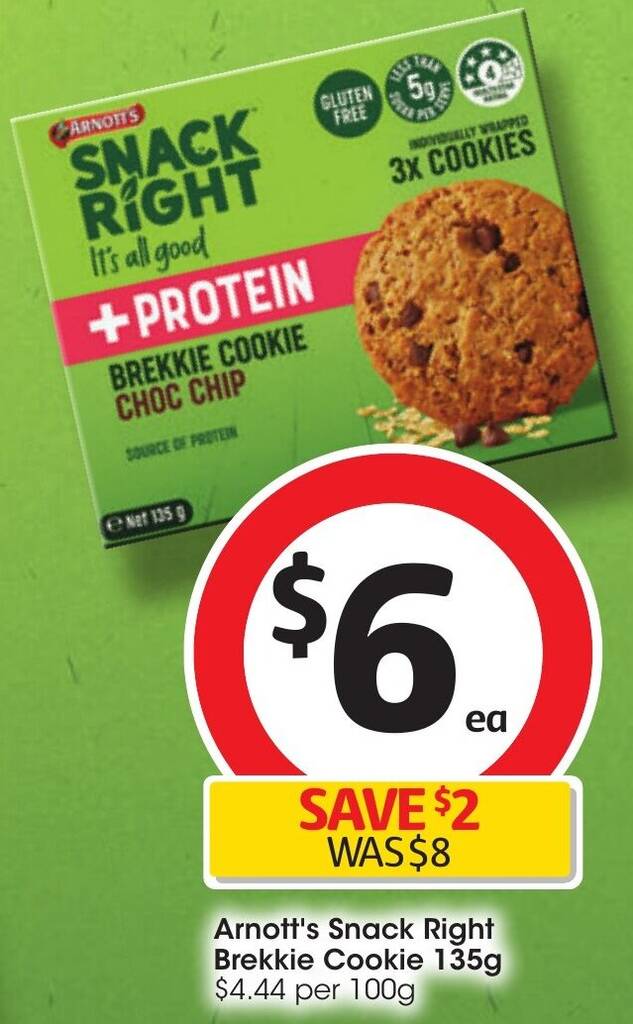 Arnott's Snack Right Brekkie Cookie 135g offer at Coles