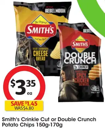 Coles Smith's Crinkle Cut or Double Crunch Potato Chips 150g-170g offer