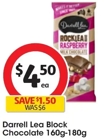 Coles Darrell Lea Block Chocolate 160g-180g offer