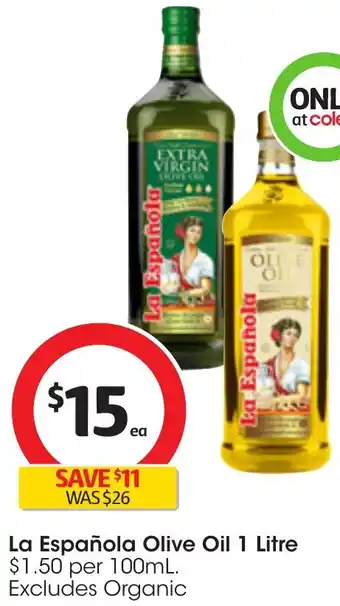 Coles La Española Olive Oil 1 Litre offer