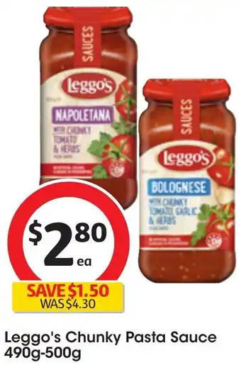 Coles Leggo's Chunky Pasta Sauce 490g-500g offer