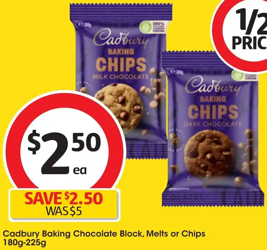 Cadbury Baking Chocolate Block Melts Or Chips 180g 225g Offer At Coles