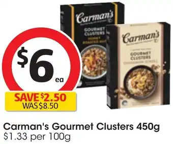 Coles Carman's Gourmet Clusters 450g offer