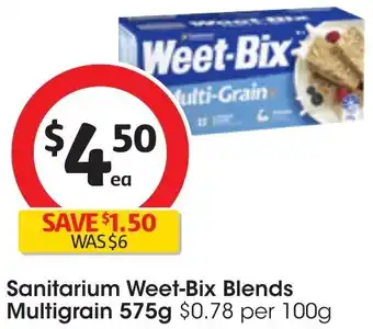 Coles Sanitarium Weet-Bix Blends Multigrain 575g offer