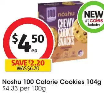 Coles Noshu 100 Calorie Cookies 104g offer