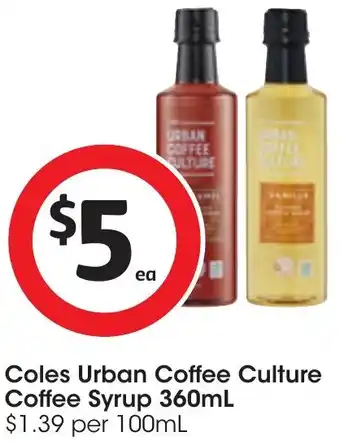 Coles Coles Urban Coffee Culture Coffee Syrup 360mL offer