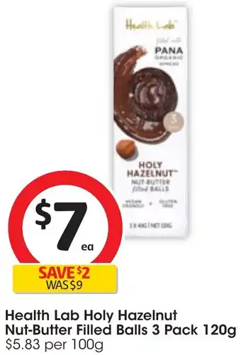 Coles Health Lab Holy Hazelnut Nut-Butter Filled Balls 3 Pack 120g offer