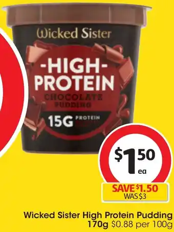 Coles Wicked Sister High Protein Pudding 170g offer