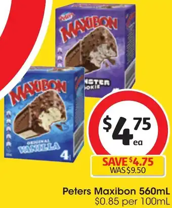 Coles Peters Maxibon 560mL offer