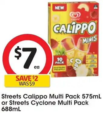 Streets Calippo Multi Pack 575mL or Streets Cyclone Multi Pack 688mL