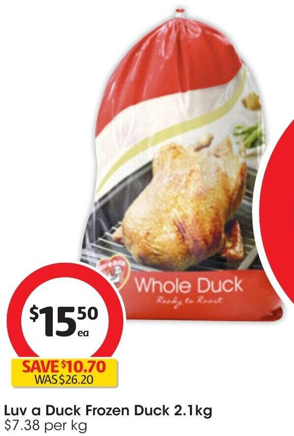Luv a Duck Frozen Duck 2.1kg offer at Coles