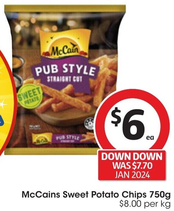 McCains Sweet Potato Chips 750g offer at Coles