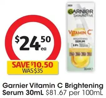 Coles Garnier Vitamin C Brightening Serum 30mL offer