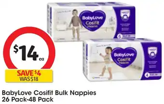 Coles BabyLove Cosifit Bulk Nappies 26 Pack-48 Pack offer