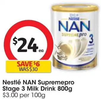 Coles Nestlé NAN Supremepro Stage 3 Milk Drink 800g offer