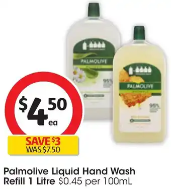 Coles Palmolive Liquid Hand Wash Refill 1 Litre offer