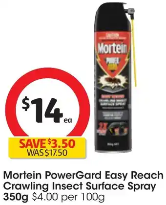 Coles Mortein PowerGard Easy Reach Crawling Insect Surface Spray 350g offer