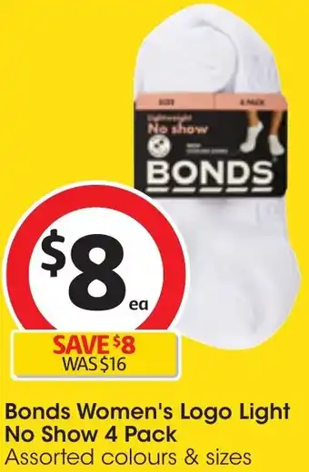Coles Bonds Women's Logo Light No Show 4 Pack offer