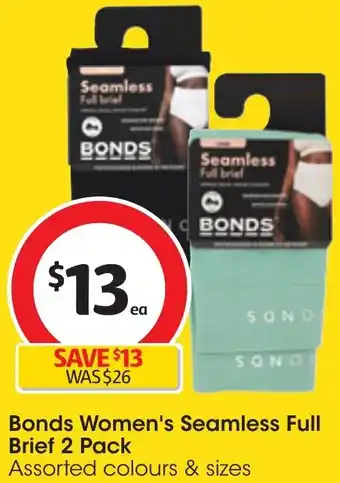 Coles Bonds Women's Seamless Full Brief 2 Pack offer