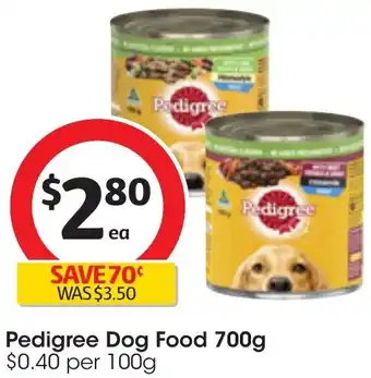 Coles Pedigree Dog Food 700g offer
