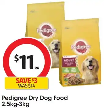 Coles Pedigree Dry Dog Food 2.5kg-3kg offer