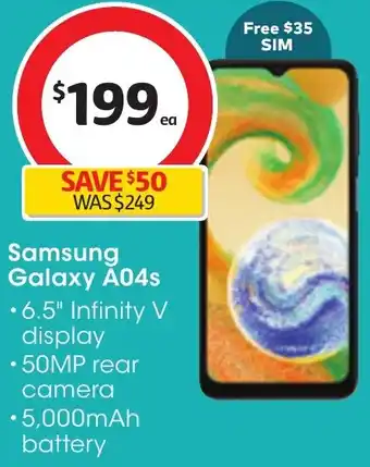Coles Samsung Galaxy A04s offer