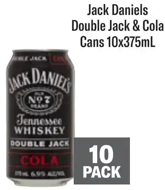 Coles Jack Daniels Double Jack & Cola Cans 10x375mL offer