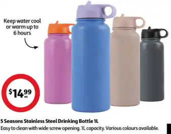 Coles 5 Seasons Stainless Steel Drinking Bottle IL offer