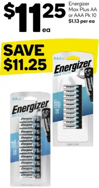Woolworths Energizer Max Plus AA or AAA Pk 10 offer