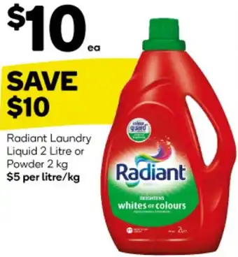 Woolworths Radiant Laundry Liquid 2 Litre or Powder 2 kg offer
