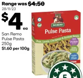 Woolworths San Remo Pulse Pasta 250g offer