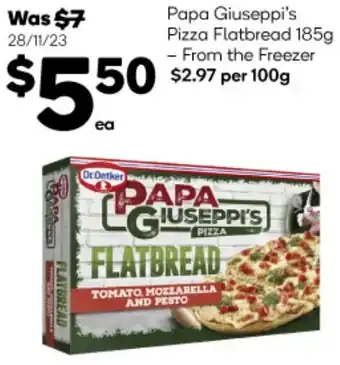 Woolworths Papa Giuseppi's Pizza Flatbread 185g offer