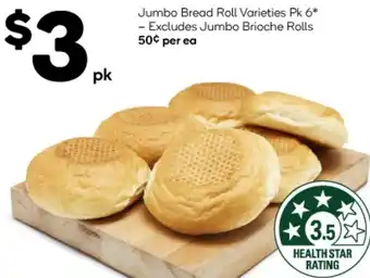 Woolworths Jumbo Bread Roll Varieties Pk 6 offer