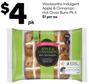 Woolworths Woolworths Indulgent Apple & Cinnamon Hot Cross Buns Pk 4 offer