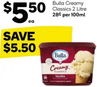 Woolworths Bulla Creamy Classics 2 Litre offer