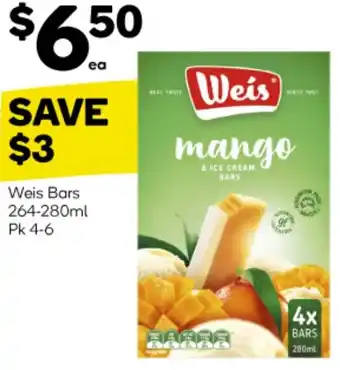 Woolworths Weis Bars 264-280ml Pk 4-6 offer