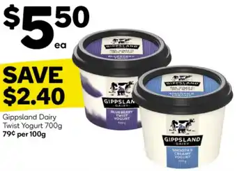 Woolworths Gippsland Dairy Twist Yogurt 700g offer