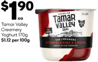 Woolworths Tamar Valley Creamery Yoghurt 170g offer