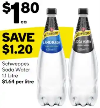 Woolworths Schweppes Soda Water 1.1 Litre offer