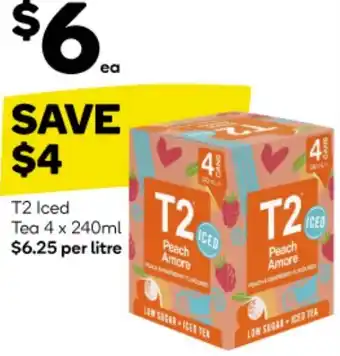 Woolworths T2 Iced Tea 4 x 240ml offer