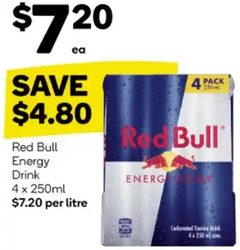 Woolworths Red Bull Energy Drink 4 x 250ml offer