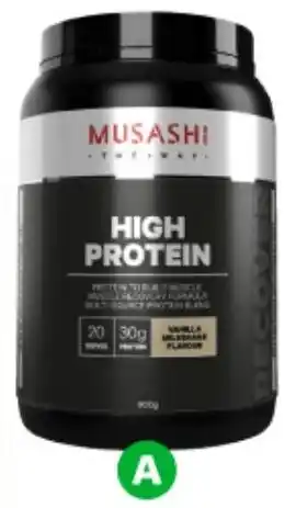 Woolworths A Musashi Vanilla High Protein Powder 900g offer