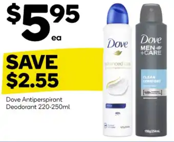 Woolworths Dove Antiperspirant Deodorant 220-250ml offer