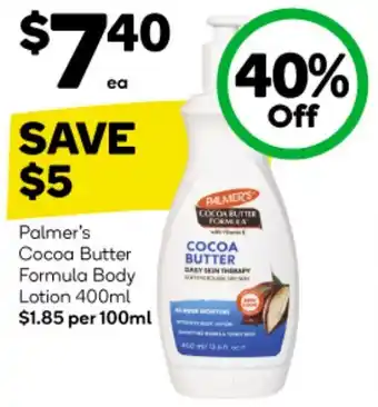 Woolworths Palmer's Cocoa Butter Formula Body Lotion 400ml offer