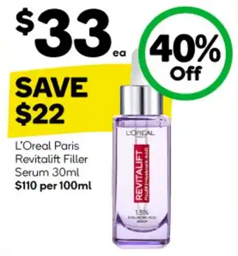 Woolworths L'Oreal Paris Revitalift Filler Serum 30ml offer