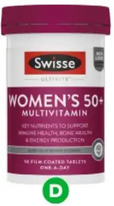 Woolworths D Swisse Ultivite Women's 50+ Multivitamin Tablets Pk 90 offer